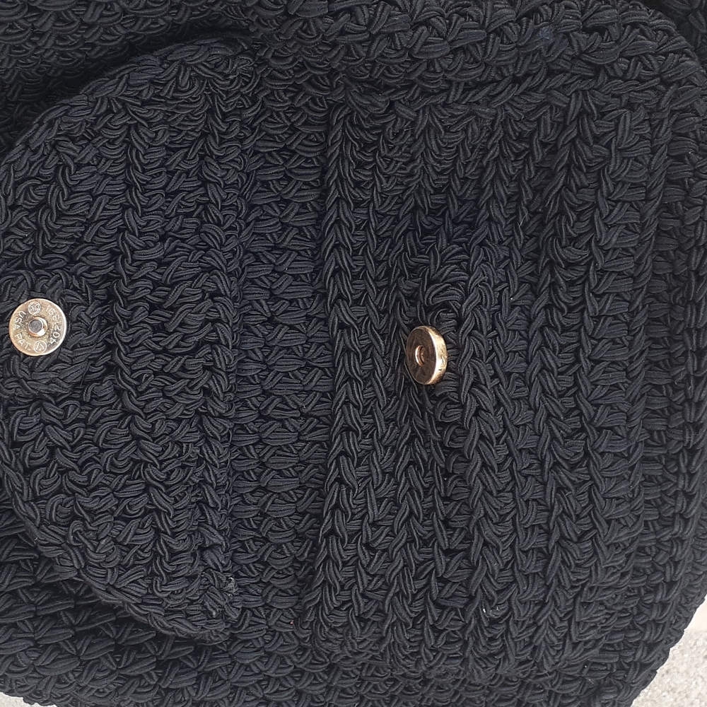 BOHO RODANA LTD black crochet knit backpack Purse Bag - Picture 13 of 13